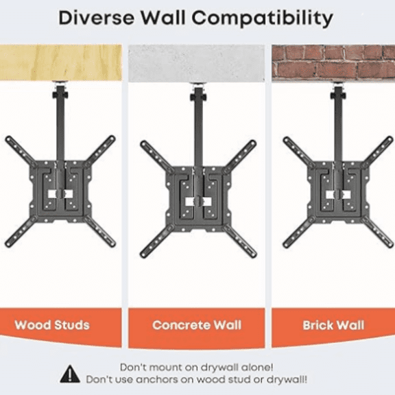 Flip Down TV Mount, Manual Folding Ceiling TV Mount for Most 23'' to 55'' TVs, Height Adjustable Drop Down TV Mount for Flat & Pitched Roof, Swivel, Max Load 44lbs, Max VESA 400x400, Black