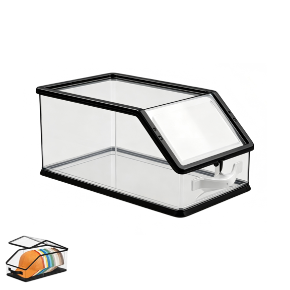 Flip-Top Access Hat Storage Box, Plastic Hat Organizer for Baseball Caps, Stackable Cap Container with Clear Window Lid, Breathable Space Saving Cap Holder for Closet Wardrobe