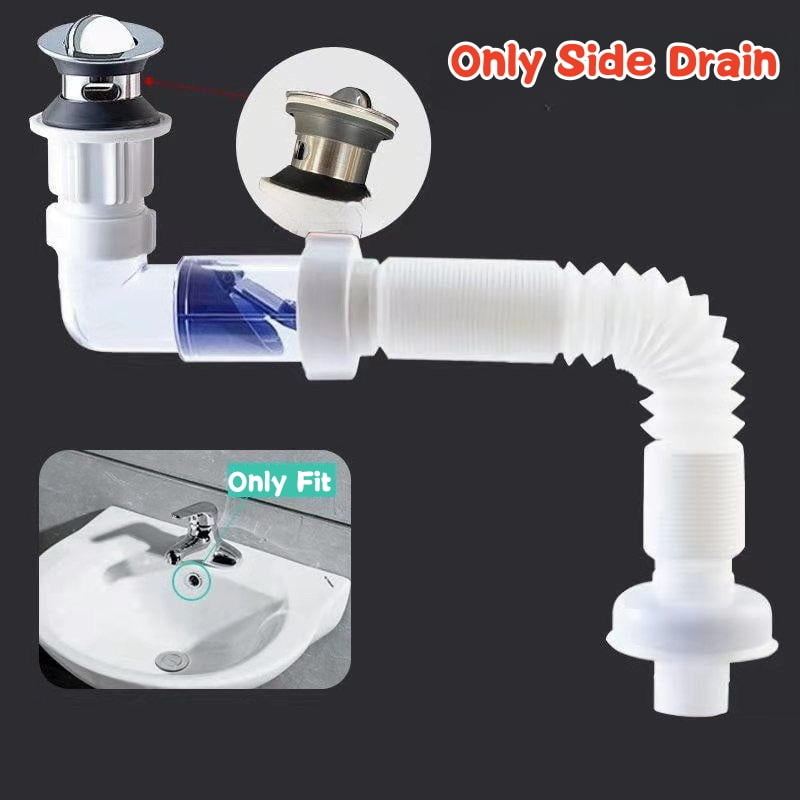 Flip Top AntiOdor Drain Pipe Set Kitchen Sink Drain Retractable
