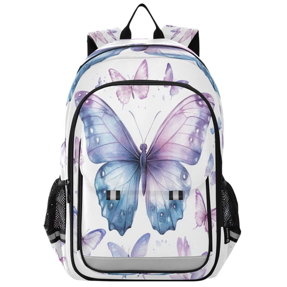 Flip-Top Backpack 17L Capacity Lightweight Bookpack Reflective Safety Strips & Adjustable Chest Strap A Flock Of Butterflies
