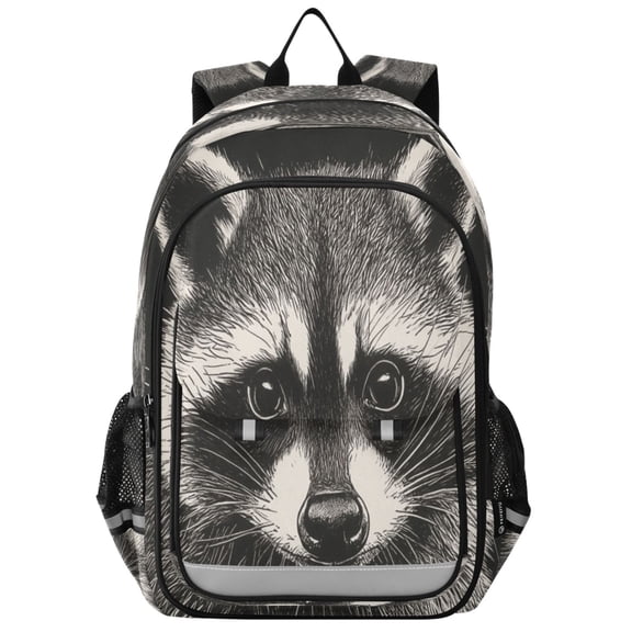 Flip-Top Backpack 17L Capacity Lightweight Bookpack Reflective Safety Strips & Adjustable Chest Strap An Adorable Raccoon