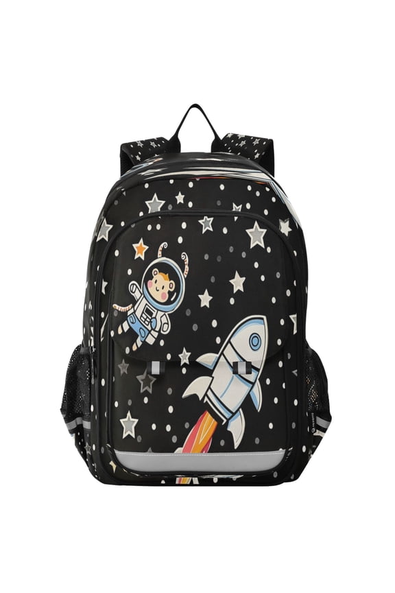 Flip-Top Backpack 17L Capacity Lightweight Bookpack Reflective Safety Strips & Adjustable Chest Strap An Astronaut and A Rocket