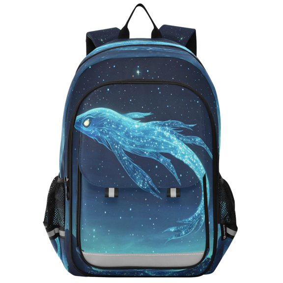 Flip-Top Backpack 17L Capacity Lightweight Bookpack Reflective Safety Strips & Adjustable Chest Strap Ancient Sea Creature