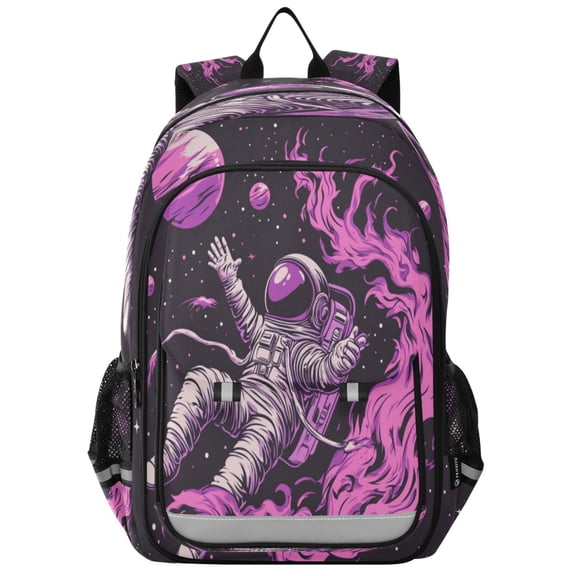 Flip-Top Backpack 17L Capacity Lightweight Bookpack Reflective Safety Strips & Adjustable Chest Strap Astronauts Surrounded by Smoke