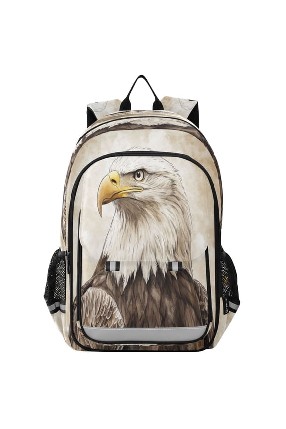 Flip-Top Backpack 17L Capacity Lightweight Bookpack Reflective Safety Strips & Adjustable Chest Strap Bald Eagle