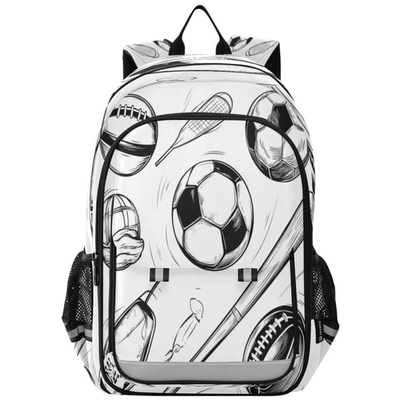 Flip-Top Backpack 17L Capacity Lightweight Bookpack Reflective Safety Strips & Adjustable Chest Strap Black and White Sports Elements