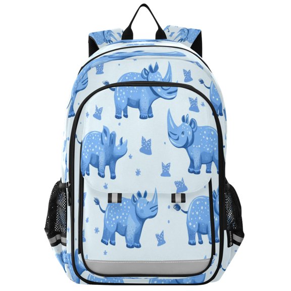 Flip-Top Backpack 17L Capacity Lightweight Bookpack Reflective Safety Strips & Adjustable Chest Strap Blue Rhinoceros