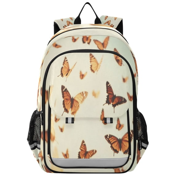 Flip-Top Backpack 17L Capacity Lightweight Bookpack Reflective Safety Strips & Adjustable Chest Strap Butterflies Flying in The Air