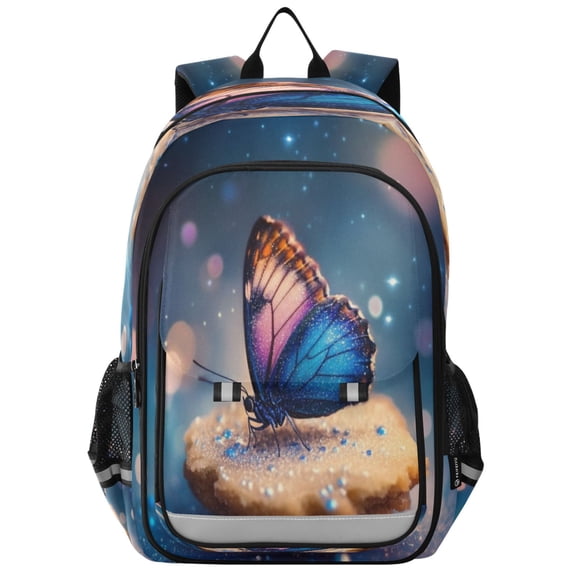 Flip-Top Backpack 17L Capacity Lightweight Bookpack Reflective Safety Strips & Adjustable Chest Strap Butterfly and Cookie