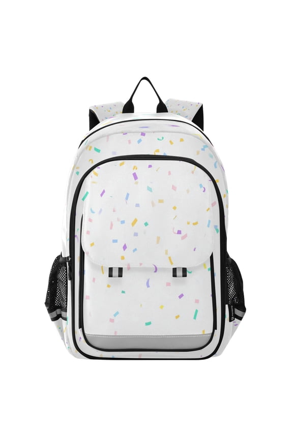 Flip-Top Backpack 17L Capacity Lightweight Bookpack Reflective Safety Strips & Adjustable Chest Strap Colored Paper Scraps