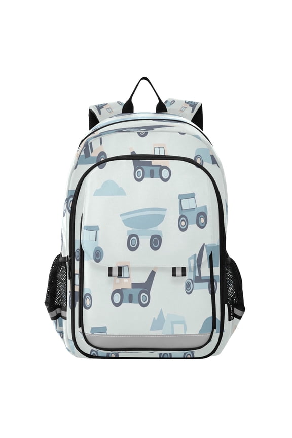 Flip-Top Backpack 17L Capacity Lightweight Bookpack Reflective Safety Strips & Adjustable Chest Strap Construction Vehicles
