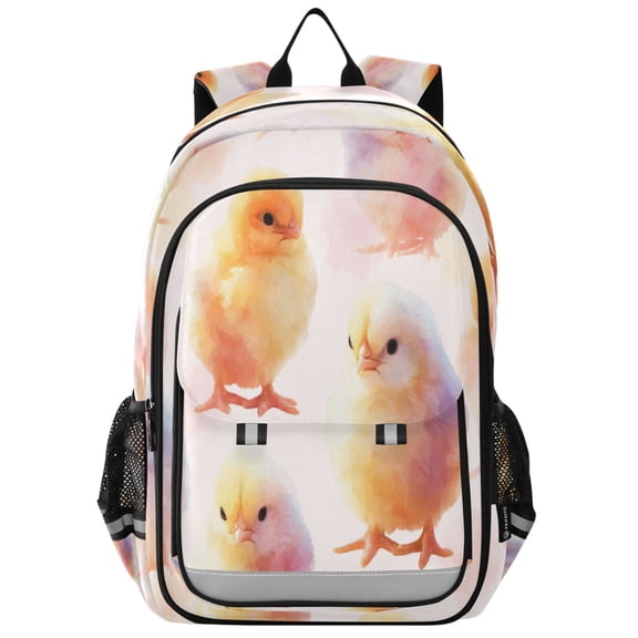 Flip-Top Backpack 17L Capacity Lightweight Bookpack Reflective Safety Strips & Adjustable Chest Strap Cute Baby Chicks
