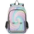 thumbnail image 1 of Flip-Top Backpack 17L Capacity Lightweight Bookpack Reflective Safety Strips & Adjustable Chest Strap Cute Pastel Rainbow Swirl, 1 of 7