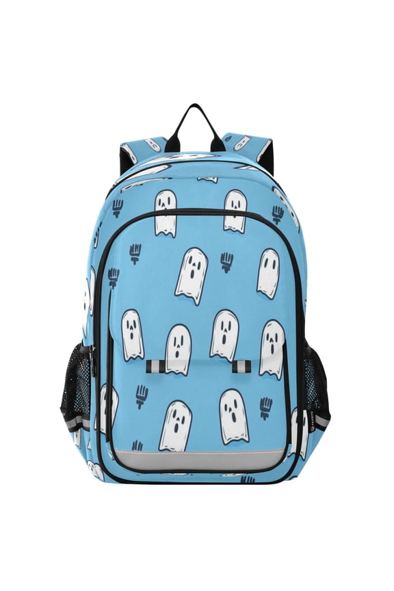 Flip-Top Backpack 17L Capacity Lightweight Bookpack Reflective Safety Strips & Adjustable Chest Strap Ghosts and Coffins Art Line