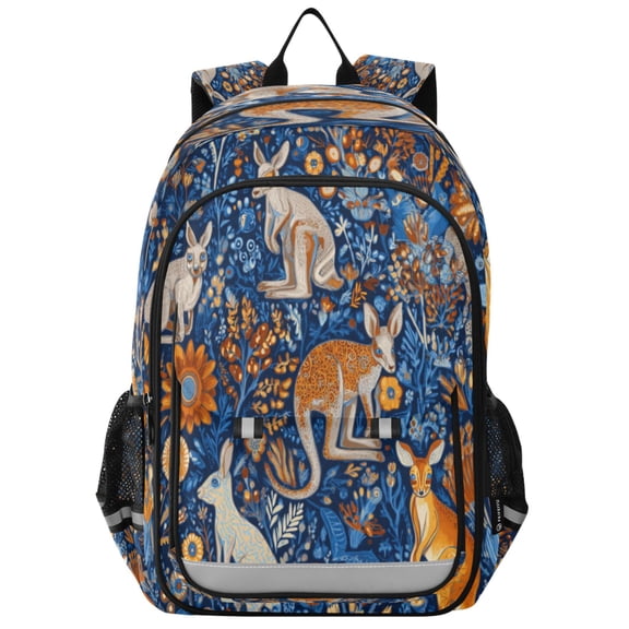 Flip-Top Backpack 17L Capacity Lightweight Bookpack Reflective Safety Strips & Adjustable Chest Strap Kangaroos and Koalas Animals