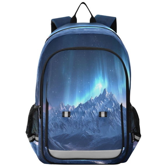 Flip-Top Backpack 17L Capacity Lightweight Bookpack Reflective Safety Strips & Adjustable Chest Strap Mountains under The Stars