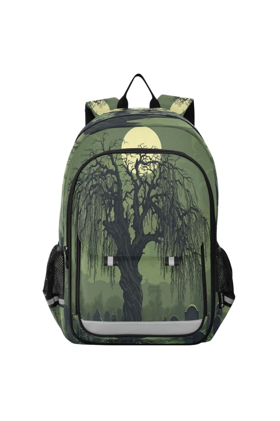 Flip-Top Backpack 17L Capacity Lightweight Bookpack Reflective Safety Strips & Adjustable Chest Strap Old Willow Tree