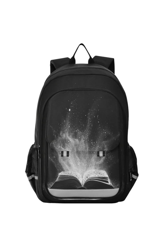Flip-Top Backpack 17L Capacity Lightweight Bookpack Reflective Safety Strips & Adjustable Chest Strap Open Book