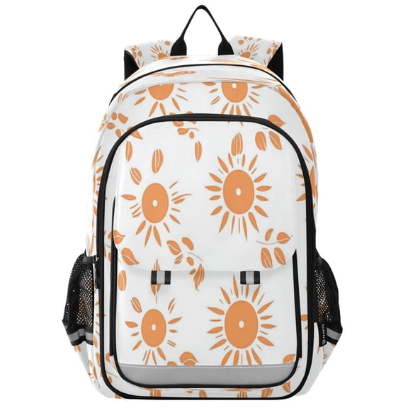Flip-Top Backpack 17L Capacity Lightweight Bookpack Reflective Safety Strips & Adjustable Chest Strap Orange Suns