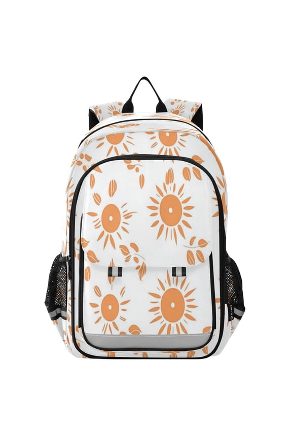 Flip-Top Backpack 17L Capacity Lightweight Bookpack Reflective Safety Strips & Adjustable Chest Strap Orange Suns