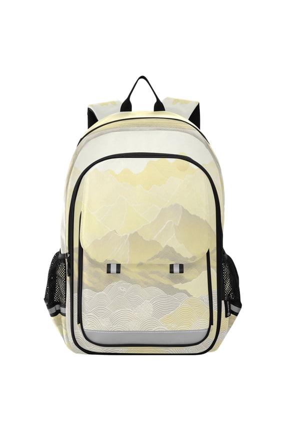 Flip-Top Backpack 17L Capacity Lightweight Bookpack Reflective Safety Strips & Adjustable Chest Strap Patterned Hills