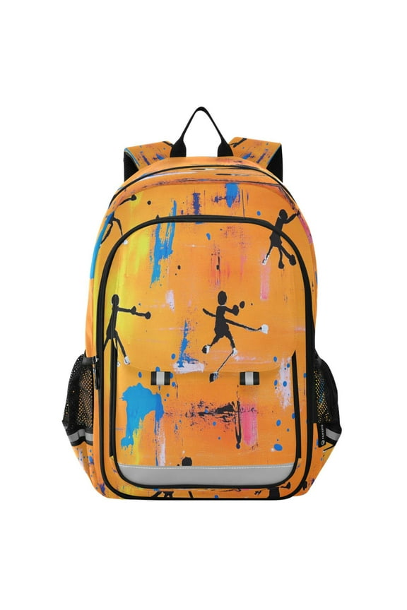 Flip-Top Backpack 17L Capacity Lightweight Bookpack Reflective Safety Strips & Adjustable Chest Strap People Playing Hockey