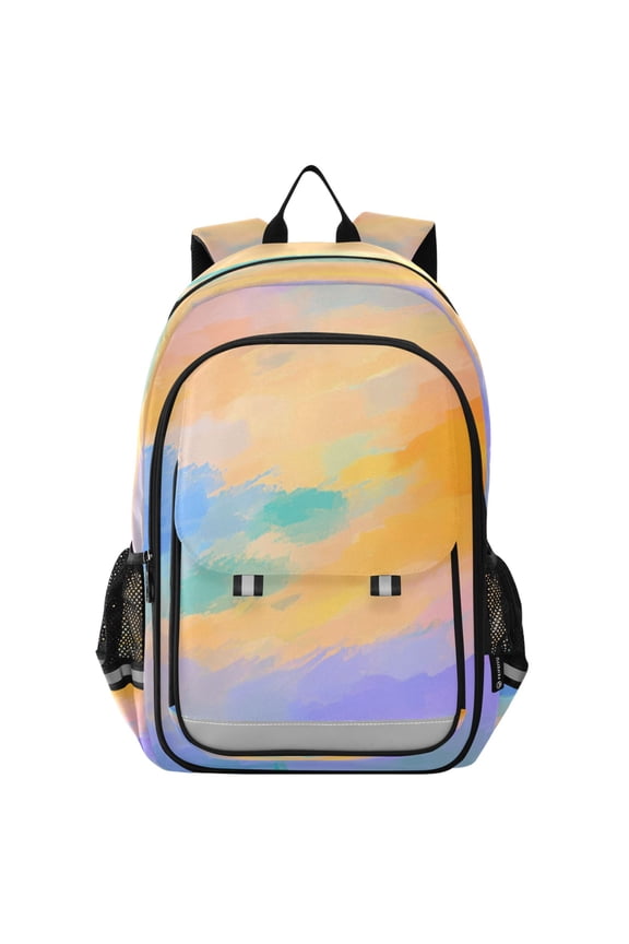 Flip-Top Backpack 17L Capacity Lightweight Bookpack Reflective Safety Strips & Adjustable Chest Strap Sky with Sunset