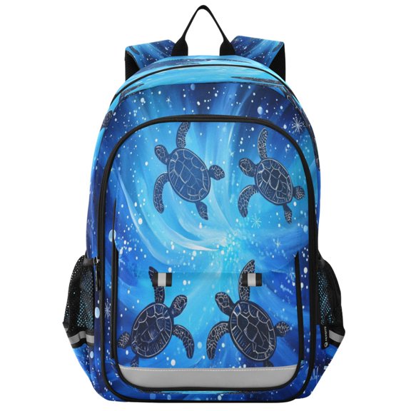 Flip-Top Backpack 17L Capacity Lightweight Bookpack Reflective Safety Strips & Adjustable Chest Strap Small Sea Turtles