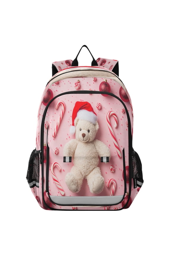 Flip-Top Backpack 17L Capacity Lightweight Bookpack Reflective Safety Strips & Adjustable Chest Strap Teddy Bear
