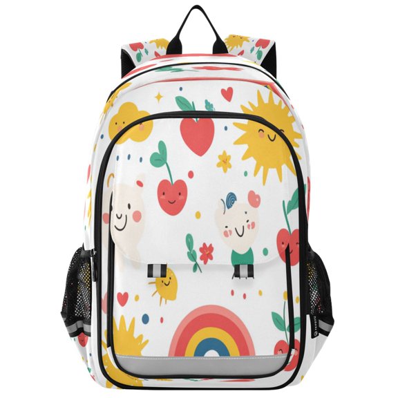 Flip-Top Backpack 17L Capacity Lightweight Bookpack Reflective Safety Strips & Adjustable Chest Strap Various Cute Cartoon Pattern