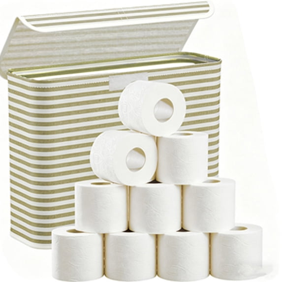 Flip Top Dustproof Storage Box, Clear Center Transparent Container, 17.3x5.9x13 Inch Toilet Paper Organizer, for Bulk Jumbo Roll Tissue Storage Bathroom Laundry Room Beige