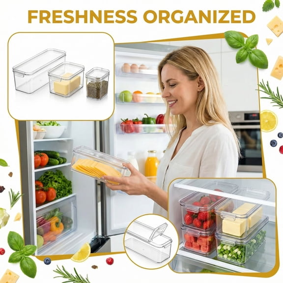 Flip-Top Food Storage Container Airtight Box for Cheese Butter Garlic(One Size,Clear)