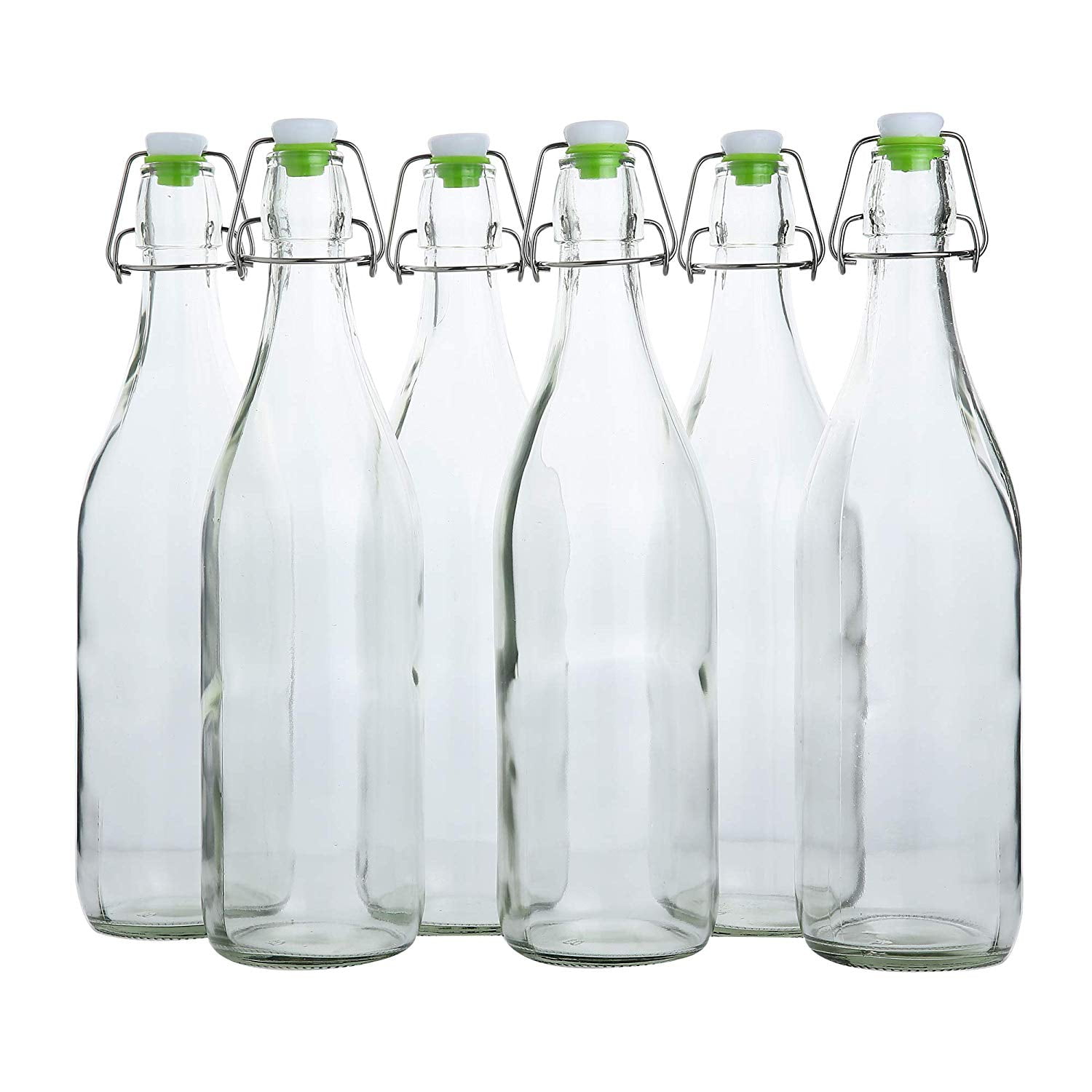 Flip Top Glass Bottle [1 Liter / 33 fl. oz.] [Pack of 4] Swing Top Brewing  Bottle with Stopper for Beverages, Oil, Vinegar, Kombucha, Beer, Water