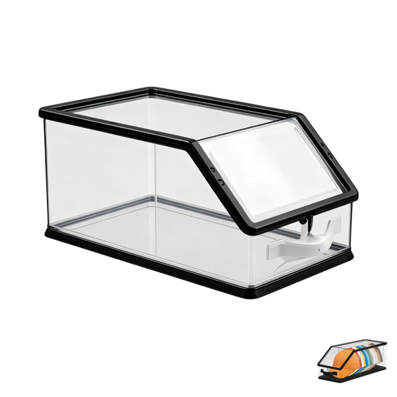 Flip-Top Hat Storage Box, Hat Organizer for Baseball Caps, Stackable Plastic Hat Holder with Clear Window, Dustproof Lockable Cap Container for Wardrobe Closet