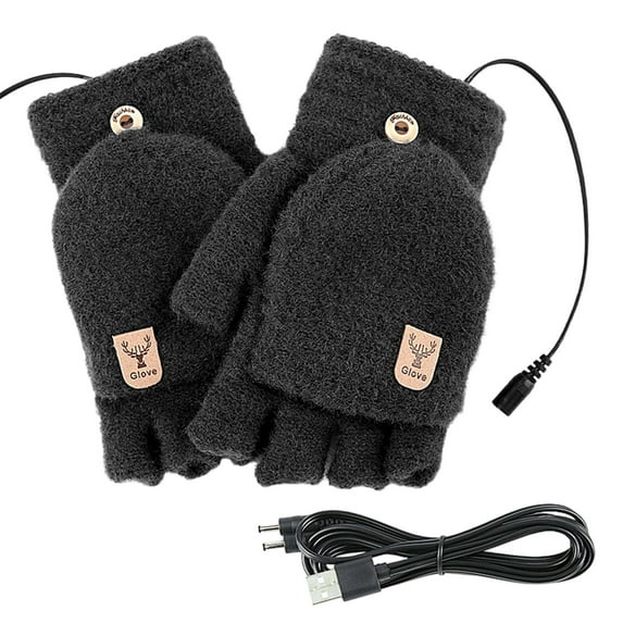 Flip Top Heated Gloves Rechargeable for Men Women Smart Thermostatic Electric Fingerless Gloves Hand Warmer for Outdoor Winter Work Cycling Skiing and Snow Sports