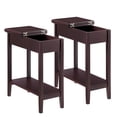 thumbnail image 1 of Flip Top Narrow End Table with Storage, Narrow Side Tables for Small Spaces, Slim End Table with Storage Shelf, Sofa Table for Bedroom, Living Room, Set of 2 - Cherry, 1 of 9