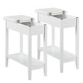 thumbnail image 1 of Flip Top Narrow End Table with Storage, Narrow Side Tables for Small Spaces, Slim End Table with Storage Shelf, Sofa Table for Bedroom, Living Room, Set of 2 - White, 1 of 8