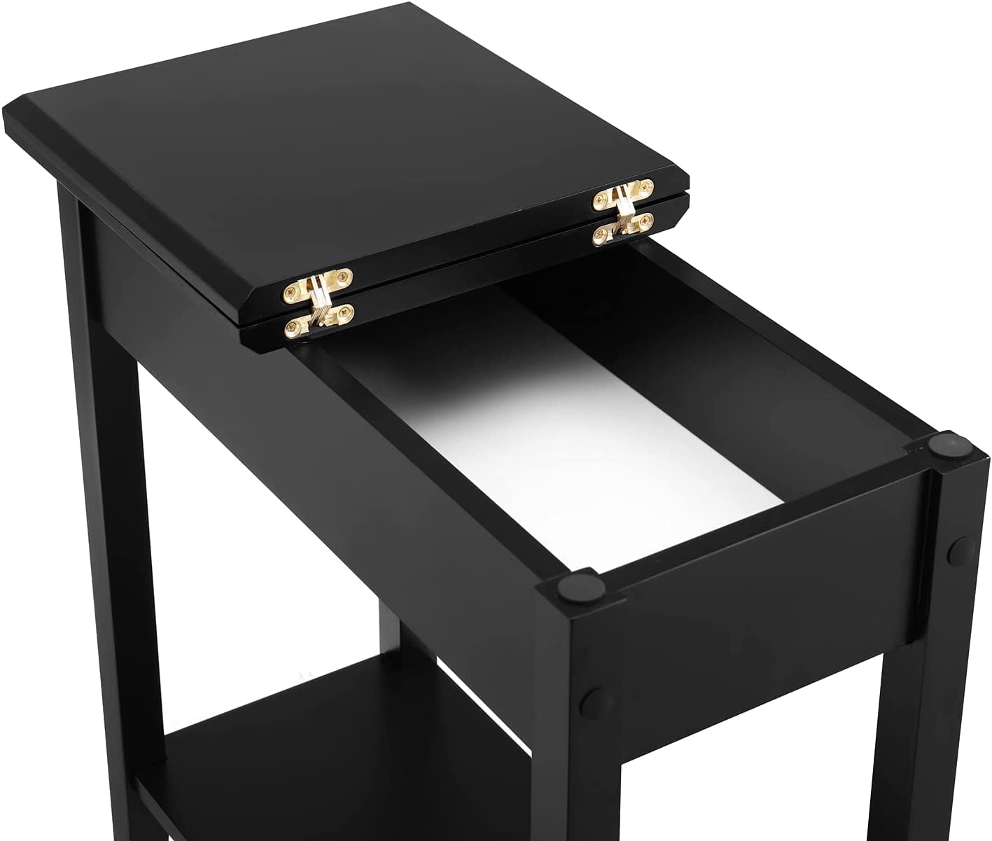 Flip Top Narrow End Table with Storage, Narrow Side Tables for Small