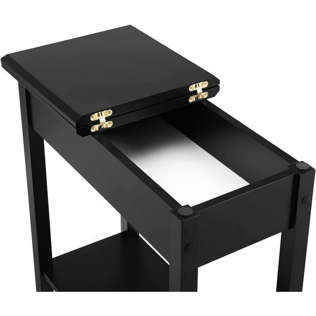 Flip Top Narrow End Table with Storage, Narrow Side Tables for Small