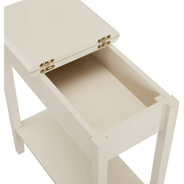 Flip Top Narrow End Table with Storage, Narrow Side Tables for Small