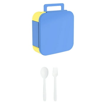 Flip Top Portable Lunch Box Blue Color With Compartments 6.77X6.61X2.48 Inches Plastic Material For Food Storage Blue