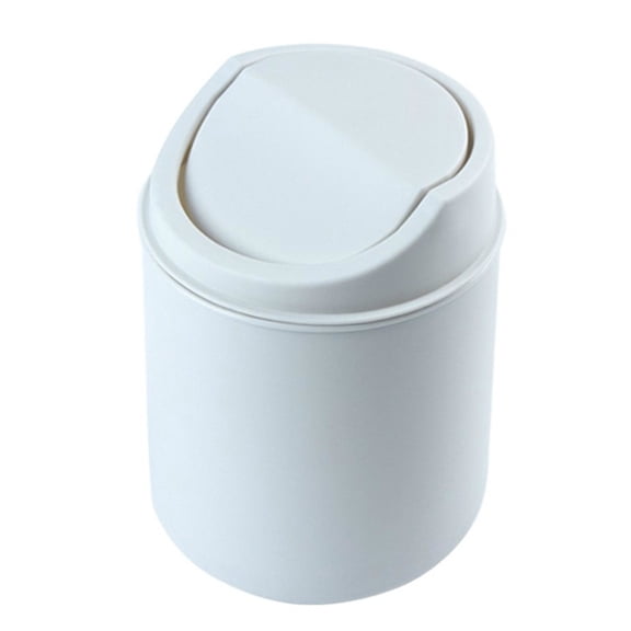 Flip Top Trash Can Mini Waste Bin Small Countertop Garbage Bucket For Office Bedroom Kitchen Living Room(White-16.5In)