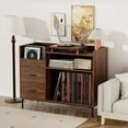 thumbnail image 1 of Flip-Top Vinyl Record Storage Rack | Open-Shelf Design Holds Up to 500 Records,Brown,No Power Outlet, 1 of 10