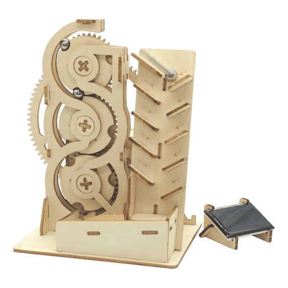 Flip Toys • Wooden Marble Run • Ziz Zag | Solar Powered + Motorized | Ages 8+