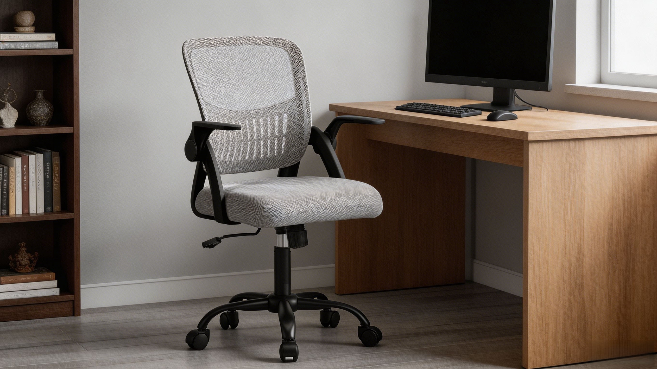 Flip-Up Armrest Fabric Computer Chair with Adjustable Rotating Backrest, Height Adjustable, 350 lbs Capacity, Multiple Colors