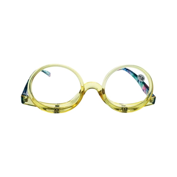Flip Up Double Lens Makeup Reading Glasses, Rotatable Folding Magnifying Eyeglasses For Daily Makeup Reading Use