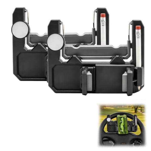 Flip-Up Golf Steering Wheel Phone Mount, 360° Rotatable Cart Phone Holder, Scorecard Stand 2PCS