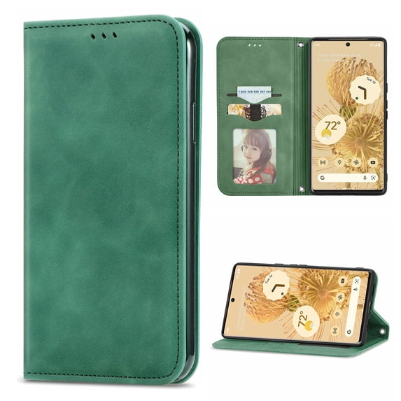 Flip Wallet Case Compatible with Samsung Galaxy A16 5G/4G, PU Leather Magnetic Folio Cover with with Card Holder & Stand Function Shockproof Durable Full Protection Phone Case, for Men Women, Green