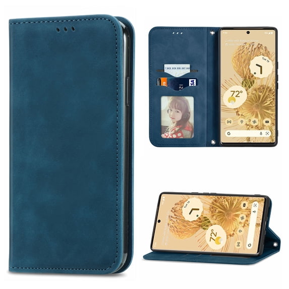 Flip Wallet Case Compatible with Samsung Galaxy A16 5G/4G, PU Leather Magnetic Folio Cover with with Card Holder & Stand Function Shockproof Durable Full Protection Phone Case, for Men Women, Blue