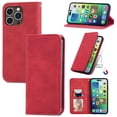 thumbnail image 1 of Flip Wallet Case Compatible with iPhone 16 Pro Max, PU Leather Magnetic Folio Cover with with Card Holder & Stand Function Shockproof Durable Full Protection Phone Case, for Men Women, Red, 1 of 5